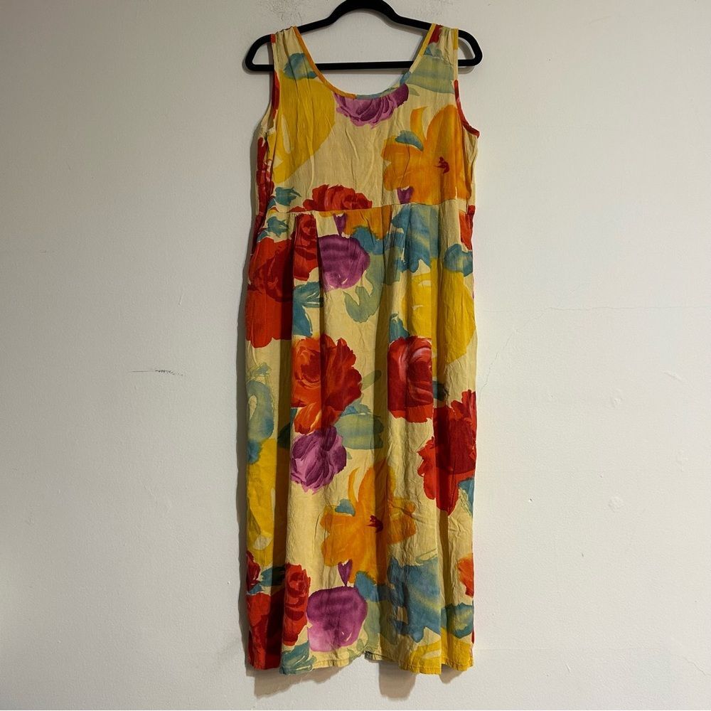 Jams World Janice Hawaiian Floral Hibiscus Maxi Dress Size Large Vibrant